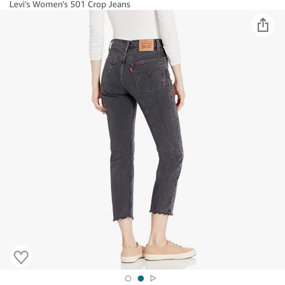 Levi's 501 Black Wash Button Fly Scallop Hem Jeans